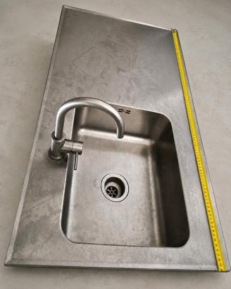 Lavandino Inox 120x65 con rubinetto professionale 