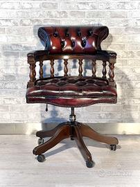 Poltrona Chesterfield da ufficio inglese vintage