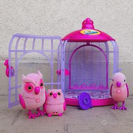 Cocoritos - Gabbietta con 1 Pappagallino e 2 Gufi