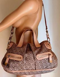 Originale DKNY,borsa tracolla pelle/tessuto logato