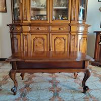 Tavolino da salotto vintage in legno massello noce