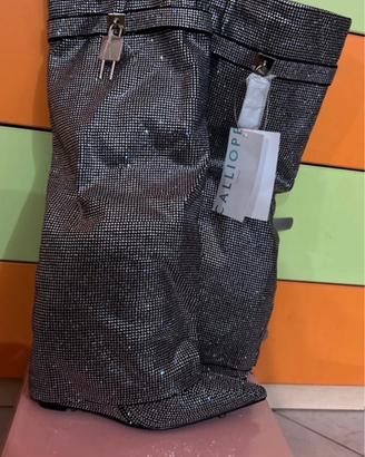 stivali ginocchio con strass