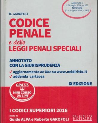 Codice Penale e delle leggi penali speciali –