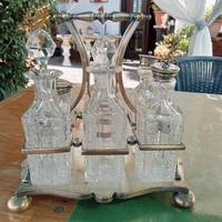 antico set da 6 bottiglie in cristallo