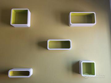 5 cubi mensola bianco verde
