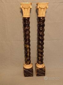 COPPIA COLONNINE TORCIGLIONE LACCATE FINTO MARMO