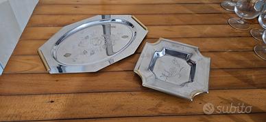 Coppia Vassoi Vintage Acciaio Inox e Oro anni70/80