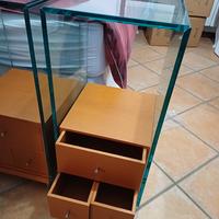 COPPIA DI COMODINI LEGNO/VETRO