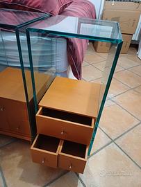 COPPIA DI COMODINI LEGNO/VETRO