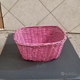 Cesto Ovale in Vimini Rosa Shabby Chic - Cestino