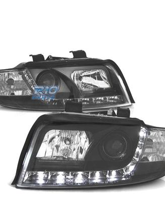 FARI PER AUDI A4 B6 00-04 FONDO NERO LUCE DIURNA A