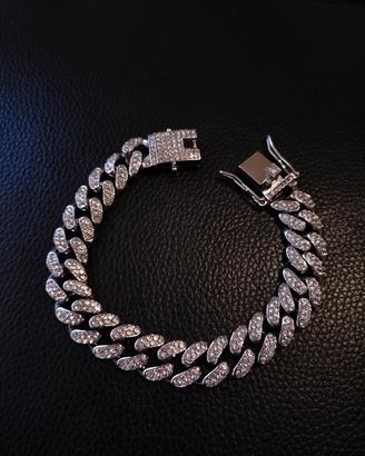 Bracciale cubano zirconi spessi