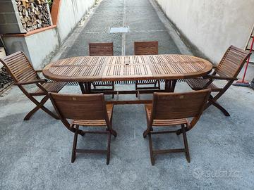 tavolo in legno da esterno con 6 sedie NUOVO