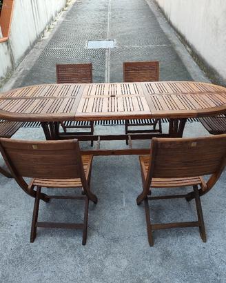 tavolo in legno da esterno con 6 sedie NUOVO