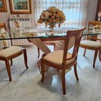 4 sedie poltroncine poltrona legno ecopelle salone