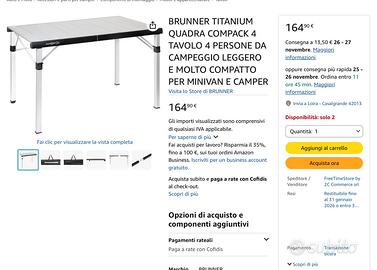 Tavolo Campeggio Brunner Quadra Compack 4