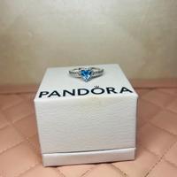 Anello Pandora cuore in rilievo blu nuovo