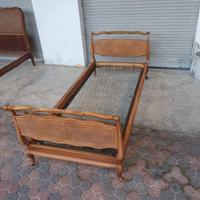 Letto singolo in noce e paglia di Vienna 80 x 190