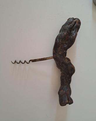 Cavatappi in legno e metallo vintage antico