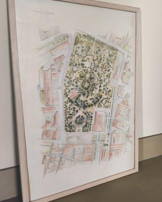 Quadro acquerello giardini di Reggio Emilia