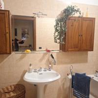 mobiletti bagno, specchio con faretto e lavandino 