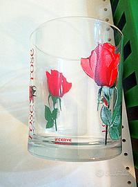 Set 6 bicchieri Rose rosse, Vintage, marchio CERVE