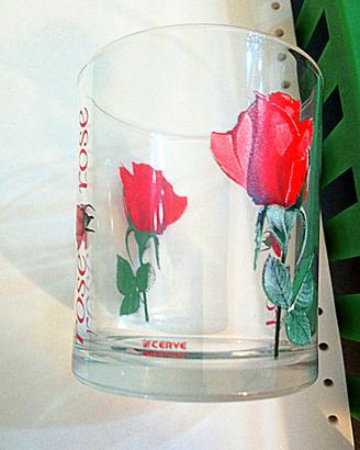 6 bicchieri CERVE Tumbler Vintage con rose interne