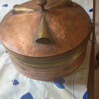 Antico scaldapizze stufetta rame ed ottone