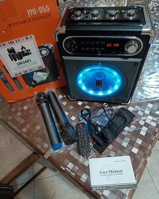 Cassa karaoke due microfoni wireless