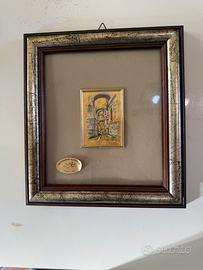 Quadretto vintage su foglia d’oro 22 kt