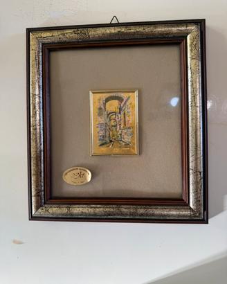 Quadretto vintage su foglia d’oro 22 kt