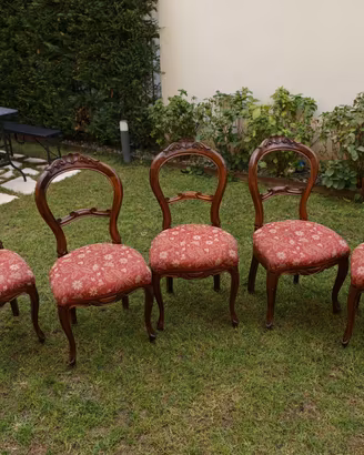 Set di 5 sedie antiche in noce – Stile Rococò Revi