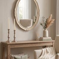 Specchio Ovale Shabby Chic – Finitura Panna Antica