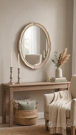 Specchio Ovale Shabby Chic – Finitura Panna Antica