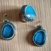Parure gioielli blu – anello + orecchini