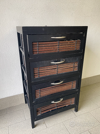 Mobiletto compatto in legno con 4 cassetti