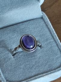 Anello Argento S925 con Pietra Naturale Viola