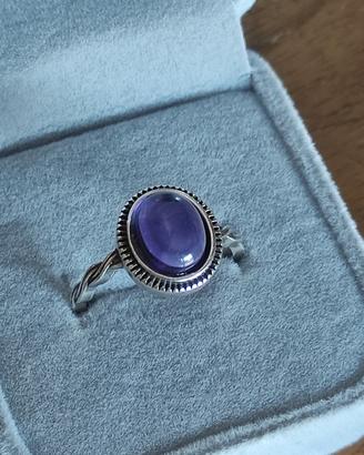 Anello Argento S925 con Pietra Naturale Viola