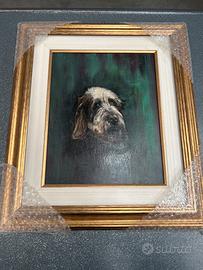 Quadro dipinto ritratto di cane cm.46x40