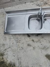 Lavello cucina acciaio inox con 2 vasche e gocc.