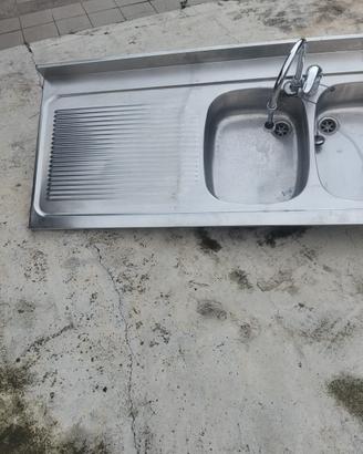 Lavello cucina acciaio inox con 2 vasche e gocc.