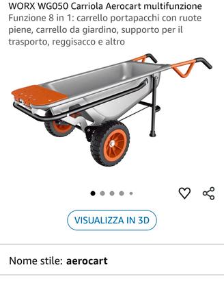 WORX WG050 Carriola Aerocart multifunzione