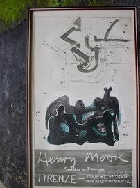 Raro Quadro Litografia Henry Moore Firenze 1972