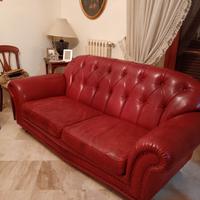 divano in pelle bordeaux 3 posti 