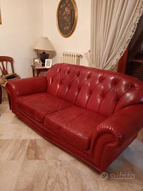 divano in pelle bordeaux 3 posti 