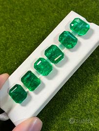 Lotto 6 smeraldi colombiani certificati