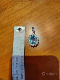 Ciondolo goccia argento 925 gemma azzurra brillant
