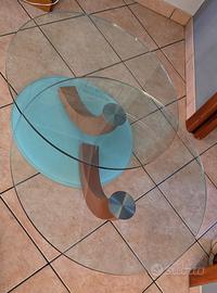 Tavolino da soggiorno  in cristallo e ciliegio