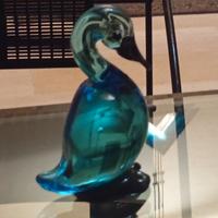 cigno/anatra in vetro blu