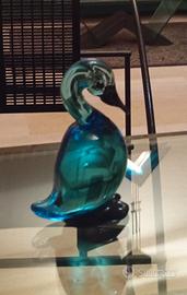 cigno/anatra in vetro blu